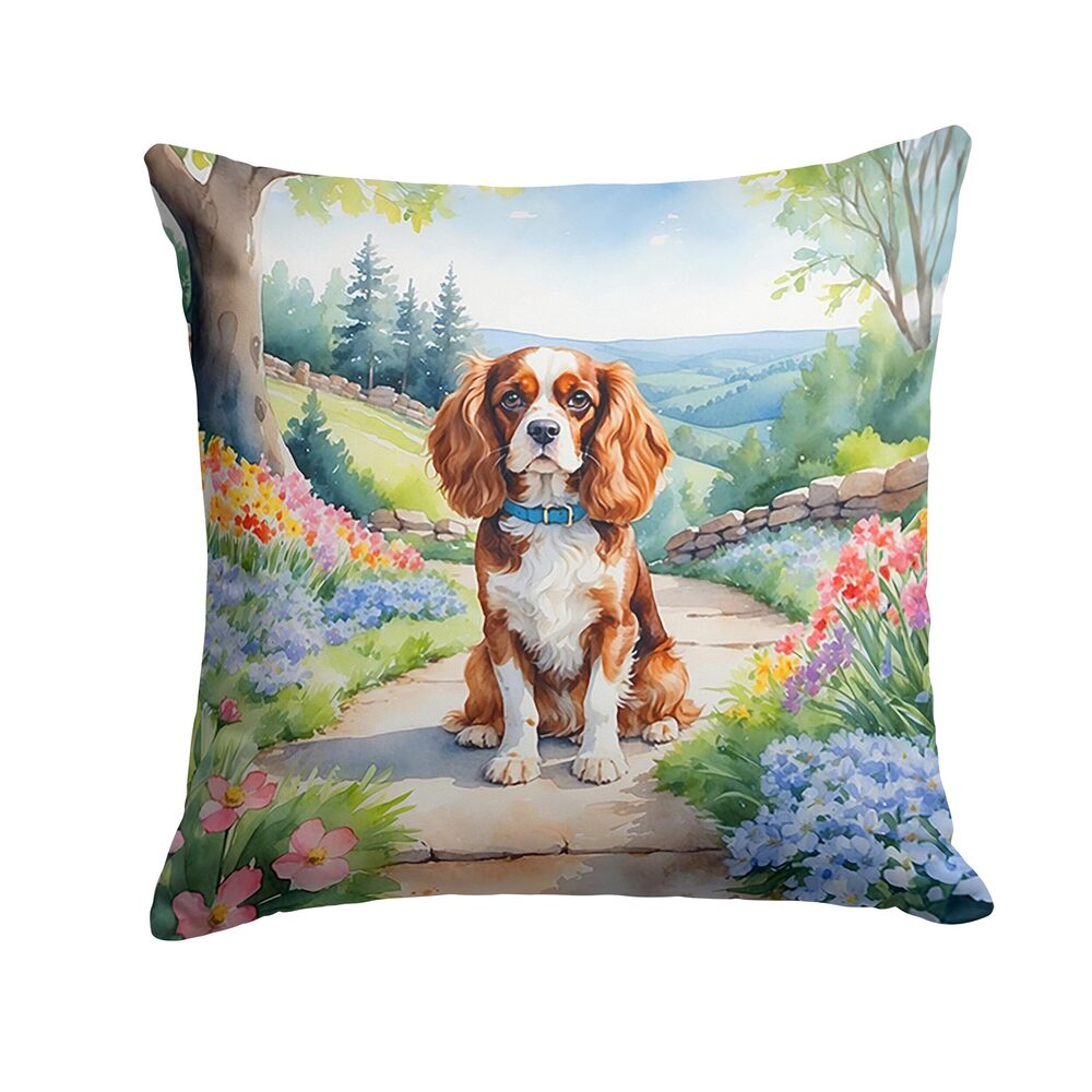 3267 Spring Path Throw Pillow, 18Hx18W, Cavalier Spaniel 6593
